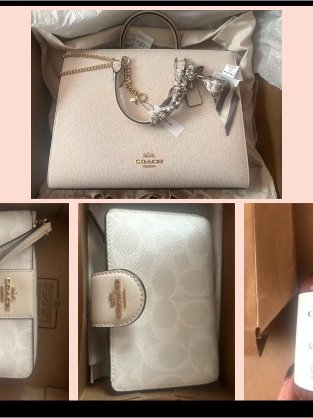 Coach Pebbled Leather Tote in Light Cream with Gold Hardware